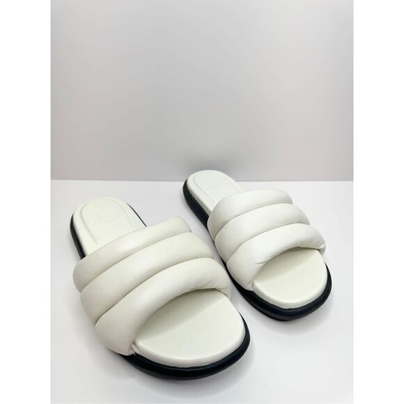 Marc Fisher Slides Womens‎ Size 5 White Leather Open Toe Slip On Shoes - Picture 3 of 8